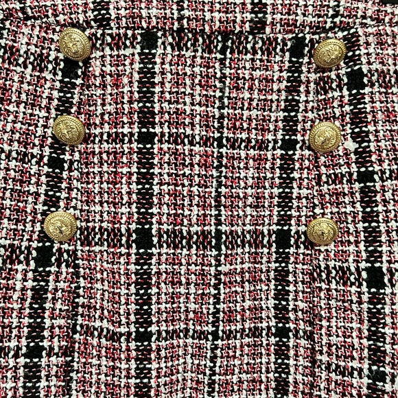 VTG Cute Plaid Mini skirt with gold buttons. Size S. - Picture 4 of 8